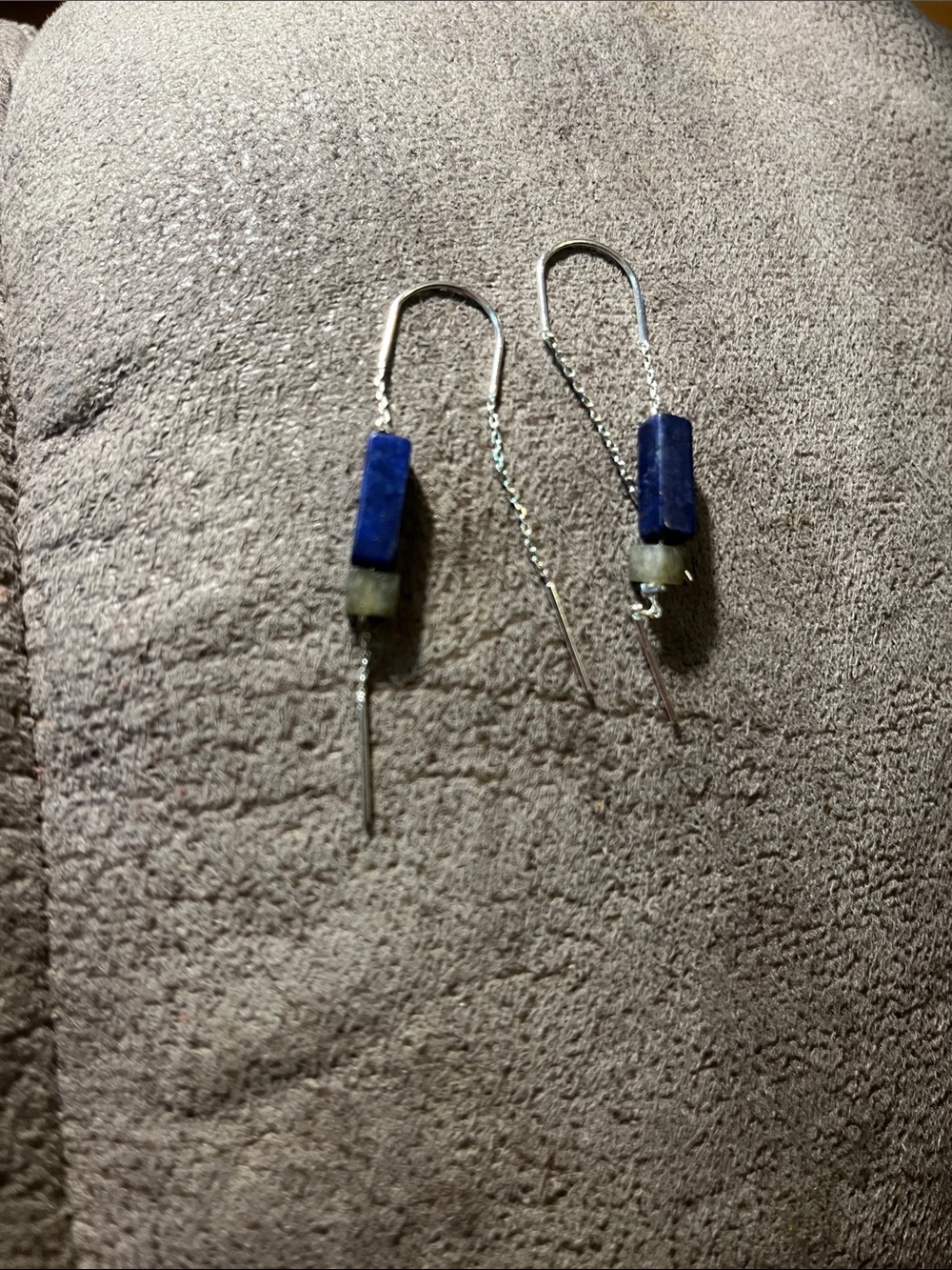 Blue Lapis Drop Threader Earrings - Women's Jewelry 1870